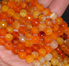 8MM Orange Dragon Vein Agate Gemstone Faceted Round Loose Beads 14.5 inch Full Strand (80002781-A55)