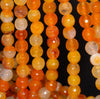 8MM Orange Dragon Vein Agate Gemstone Faceted Round Loose Beads 14.5 inch Full Strand (80002781-A55)