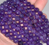 8MM Dark Purple Dragon Vein Agate Gemstone Faceted Round Loose Beads 14.5 inch Full Strand (80002782-A55)