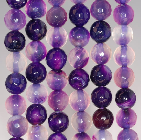 8MM Dark Purple Quartz Gemstone Faceted Round Loose Beads 14.5 inch Full Strand (80002783-A55)