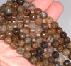 8MM Dark Coffe Dragon Vein Agate Gemstone Faceted Round Loose Beads 14.5 inch Full Strand (80002784-A55)