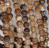 8MM Dark Coffe Dragon Vein Agate Gemstone Faceted Round Loose Beads 14.5 inch Full Strand (80002784-A55)