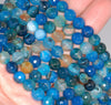 8MM Dark Blue Agate Gemstone Faceted Round Loose Beads 14.5 inch Full Strand (80002785-A55)