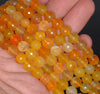 8MM Yellow Agate Gemstone Faceted Round Loose Beads 14.5 inch Full Strand (80002786-A55)