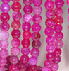 8MM Dark Pink Dragon Vein Agate Gemstone Faceted Round Loose Beads 14.5 inch Full Strand (80002787-A55)