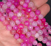 8MM Pink Dragon Vein Agate Gemstone Faceted Round Loose Beads 14.5 inch Full Strand (80002788-A55)