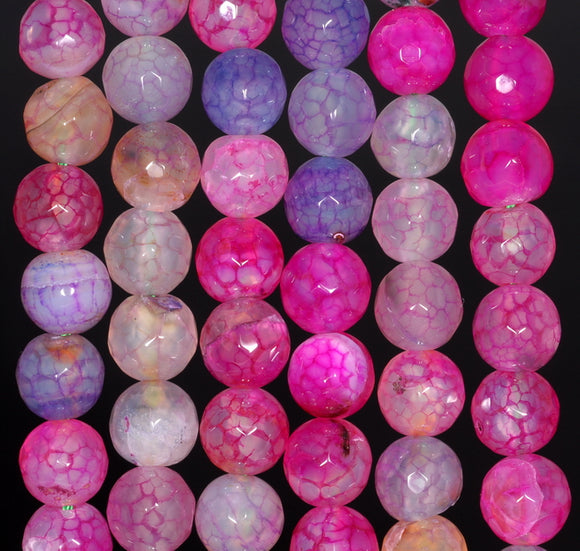 8MM Party Mix Dragon Vein Agate Gemstone Faceted Round Loose Beads 14.5 inch Full Strand (80002789-A55)