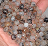 8MM Grey Dragon Vein Agate Gemstone Faceted Round Loose Beads 14.5 inch Full Strand (80002791-A55)