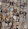 8MM Grey Dragon Vein Agate Gemstone Faceted Round Loose Beads 14.5 inch Full Strand (80002791-A55)