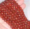 8MM Dark Red Agate Gemstone Faceted Round Loose Beads 14.5 inch Full Strand (80002794-A54)