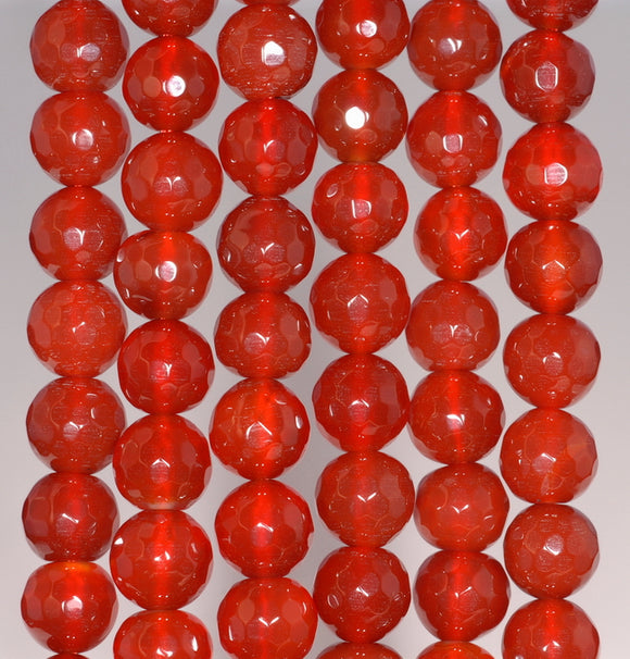 8MM Dark Red Agate Gemstone Faceted Round Loose Beads 14.5 inch Full Strand (80002794-A54)