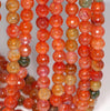 8MM Dark Orange Red Dragon Vein Agate Gemstone Faceted Round Loose Beads 14.5 inch Full Strand (80002795-A54)