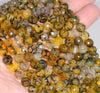 8MM Yellow Brown Dragon Vein Agate Gemstone Faceted Round Loose Beads 14.5 inch Full Strand (80002797-A54)