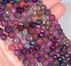 8MM Purple Pink Dragon Vein Agate Gemstone Faceted Round Loose Beads 14.5 inch Full Strand (80002798-A54)