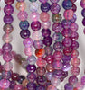 8MM Purple Pink Dragon Vein Agate Gemstone Faceted Round Loose Beads 14.5 inch Full Strand (80002798-A54)