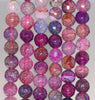 8MM Purple Pink Dragon Vein Agate Gemstone Faceted Round Loose Beads 14.5 inch Full Strand (80002798-A54)