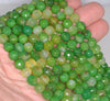 8MM Olive Green Agate Gemstone Faceted Round Loose Beads 14.5 inch Full Strand (80002799-A54)