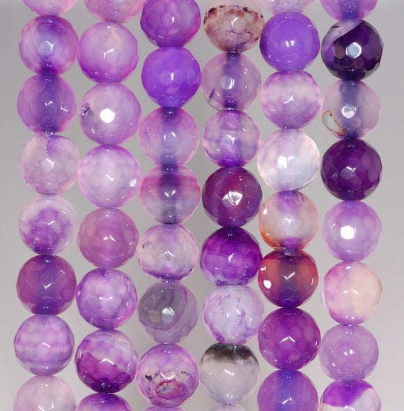 8MM Purple Agate Gemstone Faceted Round Loose Beads 14.5 inch Full Strand (80002801-A54)