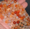 8MM Peach Agate Gemstone Faceted Round Loose Beads 14.5 inch Full Strand (80002802-A54)