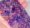 8MM Purple Dragon Vein Agate Gemstone Faceted Round Loose Beads 14.5 inch Full Strand (80002805-A54)