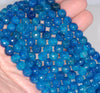 8MM Dark Apatite Blue Agate Gemstone Faceted Round Loose Beads 14.5 inch Full Strand (80002806-A54)