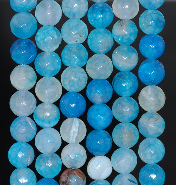 8MM Apatite Blue Dragon Vein Agate Gemstone Faceted Round Loose Beads 14.5 inch Full Strand (80002808-A54)