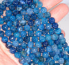 8MM Sea Blue Dragon Vein Agate Gemstone Faceted Round Loose Beads 14.5 inch Full Strand (80002809-A54)