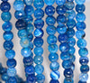 8MM Sea Blue Dragon Vein Agate Gemstone Faceted Round Loose Beads 14.5 inch Full Strand (80002809-A54)