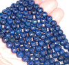 8MM Dark Blue Agate Gemstone Faceted Round Loose Beads 14.5 inch Full Strand (80002811-A54)