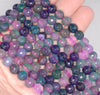 8MM Multi Color Dragon Vein Agate Gemstone Faceted Round Loose Beads 14.5 inch Full Strand (80002815-A57)