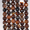 8MM Dark Brown Agate Gemstone Faceted Round Loose Beads 14.5 inch Full Strand (80002816-A57)