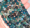 8MM Dark Green Dragon Vein Agate Gemstone Faceted Round Loose Beads 14.5 inch Full Strand (80002817-A57)