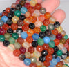 8MM Party Mix Agate Gemstone Faceted Round Loose Beads 14.5 inch Full Strand (80002819-A57)