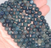 8MM Dark Green Dragon Vein Agate Gemstone Faceted Round Loose Beads 14.5 inch Full Strand (80002820-A57)