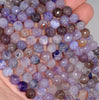 8MM Light Purple Dragon Vein Agate Gemstone Faceted Round Loose Beads 14.5 inch Full Strand (80002821-A57)