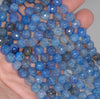 8MM Light Blue Dragon Vein Agate Gemstone Faceted Round Loose Beads 14.5 inch Full Strand (80002822-A57)