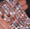 8MM Peach Fire Agate Gemstone Faceted Round Loose Beads 14.5 inch Full Strand (80002826-A57)