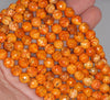 8MM Orange Fire Agate Gemstone Faceted Round Loose Beads 14.5 inch Full Strand (80002827-A57)