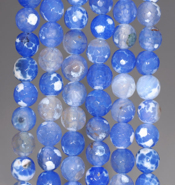 8MM Blue Fire Agate Gemstone Faceted Round Loose Beads 14.5 inch Full Strand (80002828-A57)