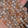 8MM Orange Coffee Fire Agate Gemstone Faceted Round Loose Beads 14.5 inch Full Strand (80002830-A56)