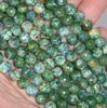 8MM Dark Green Fire Agate Gemstone Faceted Round Loose Beads 14.5 inch Full Strand (80002831-A56)