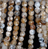 8MM Light Coffee Fire Agate Gemstone Faceted Round Loose Beads 14.5 inch Full Strand (80002832-A56)