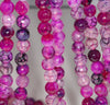 8MM Rose Pink Dragon Vein Agate Gemstone Faceted Round Loose Beads 14.5 inch Full Strand (80002833-A56)