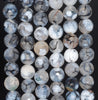 8MM Black White Fire Agate Gemstone Faceted Round Loose Beads 14.5 inch Full Strand (80002836-A56)