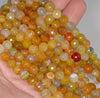 8MM Yellow Green Dragon Vein Agate Gemstone Faceted Round Loose Beads 13.5 inch Full Strand (80002838-A56)