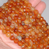 8MM Orange Dragon Vein Agate Gemstone Faceted Round Loose Beads 14.5 inch Full Strand (80002840-A56)