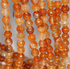 8MM Orange Dragon Vein Agate Gemstone Faceted Round Loose Beads 14.5 inch Full Strand (80002840-A56)