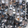 8MM Black White Fire Agate Gemstone Faceted Round Loose Beads 14.5 inch Full Strand (80002843-A56)