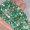 8MM Green Fire Agate Gemstone Faceted Round Loose Beads 14.5 inch Full Strand (80002844-A56)