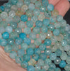 8MM Light Green Dragon Vein Agate Gemstone Faceted Round Loose Beads 14.5 inch Full Strand (80002845-A56)